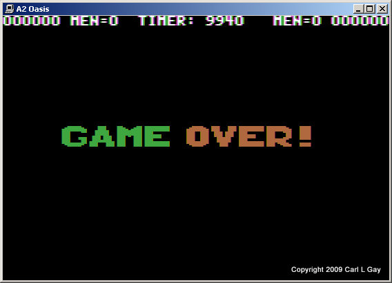 Game Over screen